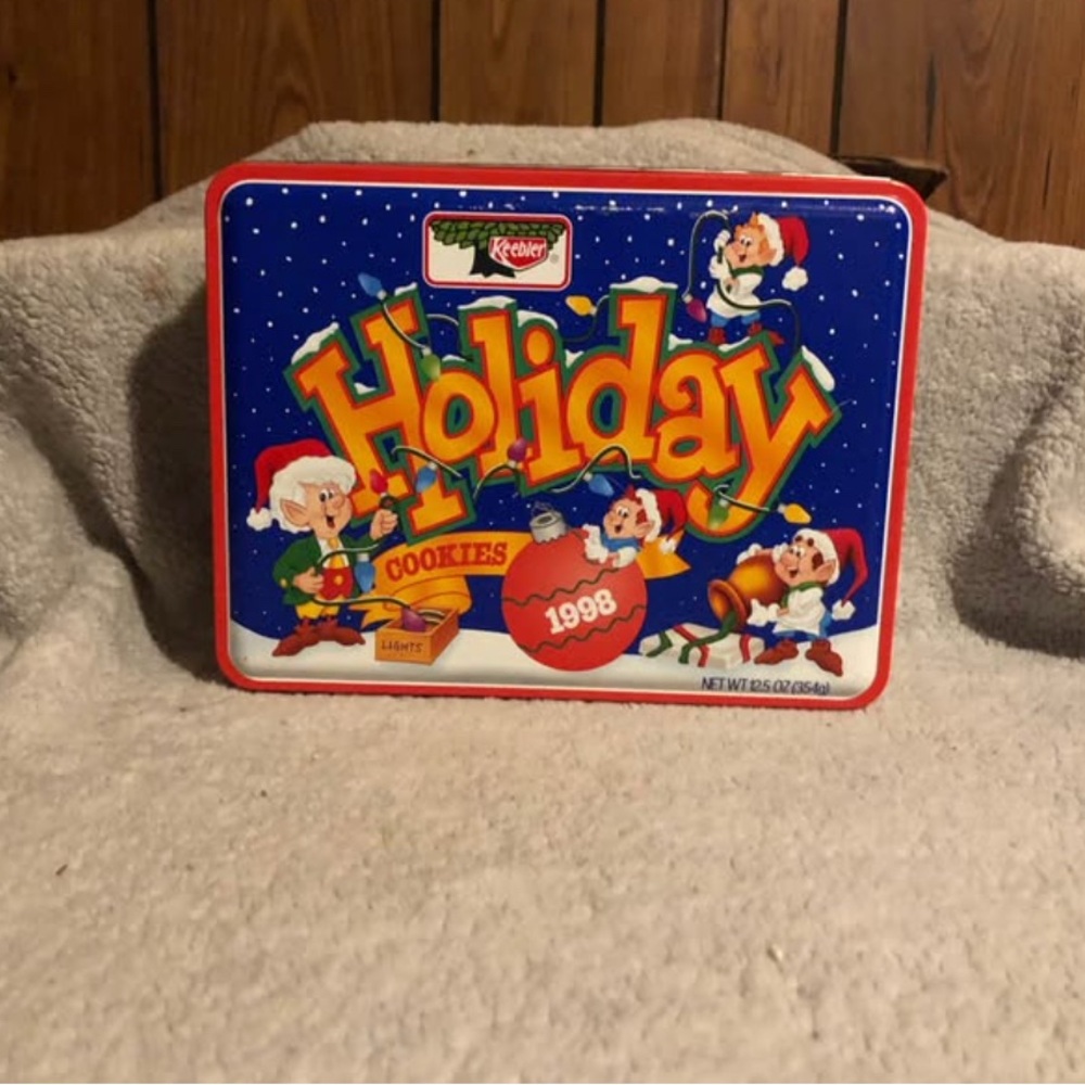 Holiday Cookies Tin - Red and Blue